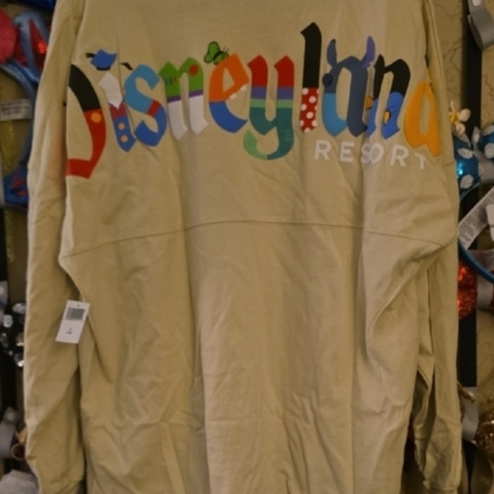 Disney Resort Multicolor Lettering Long Sleeve Top - Beige